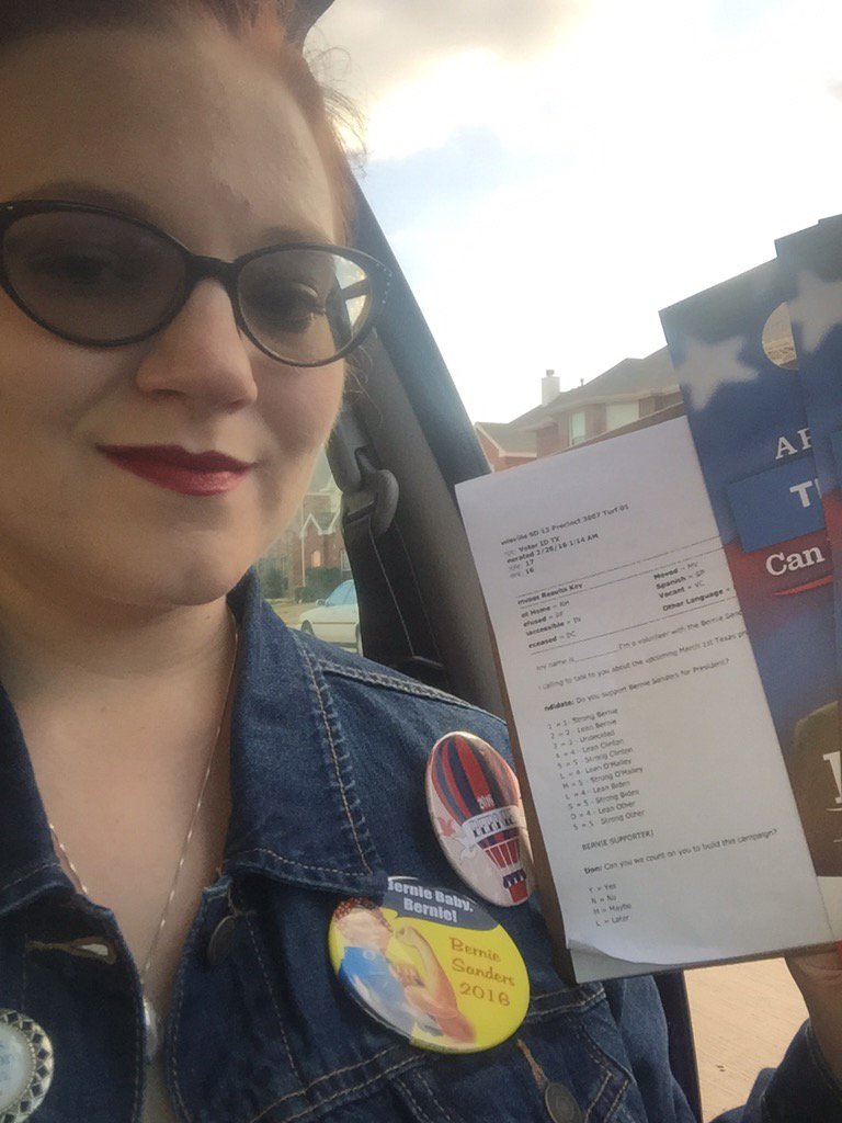 Sc0rchmuffinz's tweet photo. Spent my afternoon canvassing for Bernie. What have you done with your day? #BernieSanders #FeelTheBern #Bernie2016 https://t.co/9W3OLAzpw4