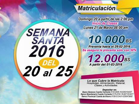 GeneracionXL's tweet photo. #PastoralJuvenil2016 Hasta mañana tienes oportunidad de apartar tu matricula para que pueda quedar en 10mil Bs https://t.co/ChAcTDLipd