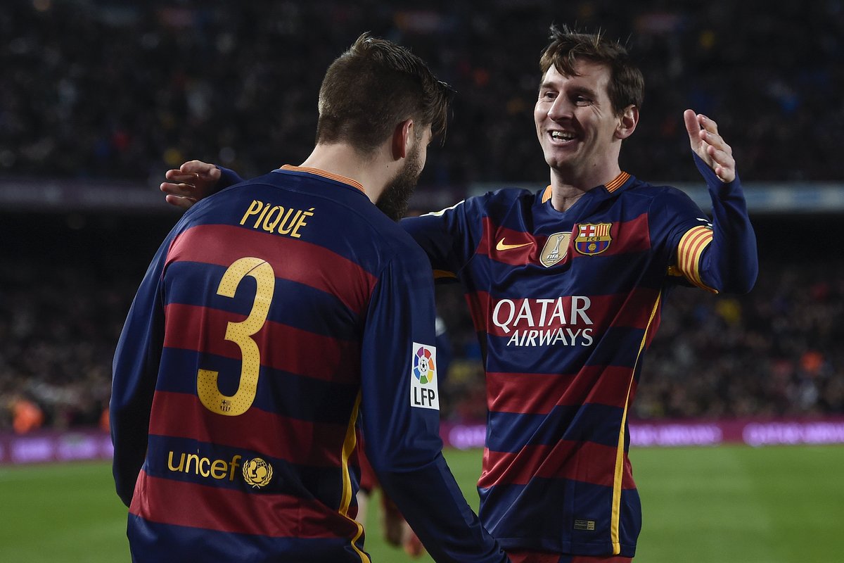 The9couk's tweet photo. Barcelona 2-1 Sevilla: Messi and Pique strikes help team equal Madrid's unbeaten record https://t.co/RV69u3fT4p