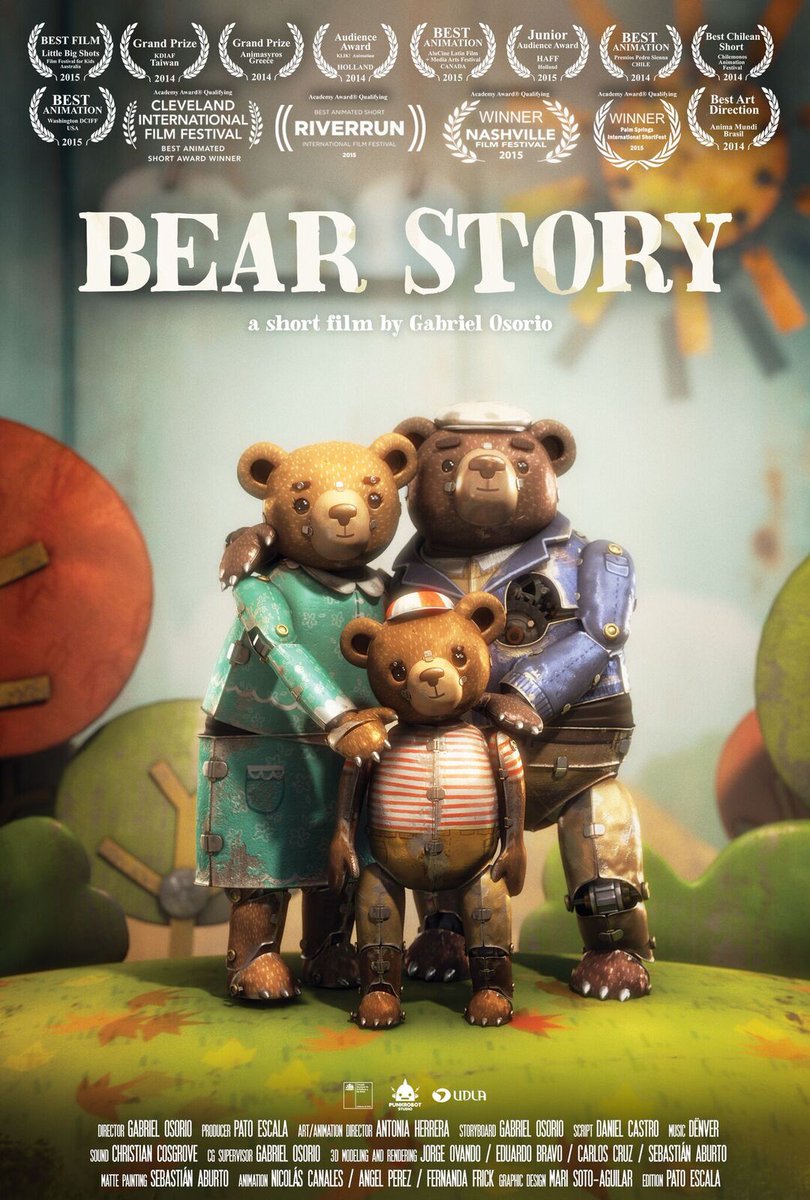cinemachile's tweet photo. Ya no queda nada para la categoría de cortometraje animado en #Oscars. Vamos Chile! #bearstory https://t.co/4JR24fe0z0