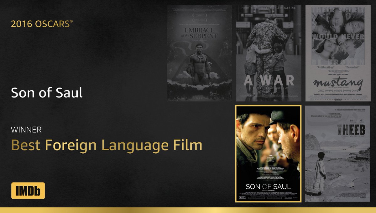 Best Foreign Language Film goes to... #SonOfSaul imdb.to/1QFFiMG #IMDbOscars #Oscars