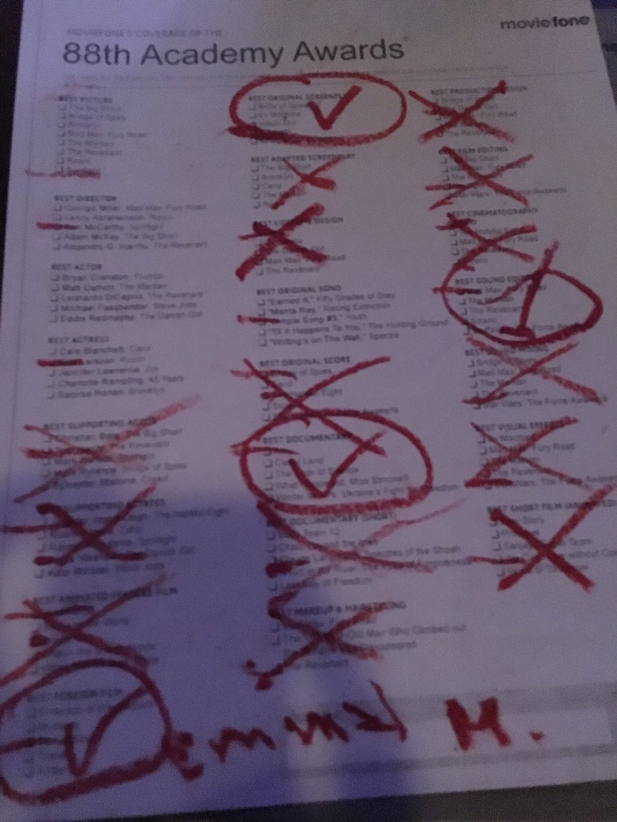 wdwornik's tweet photo. What the f*#k. I'm loosing the Oscars pool oh so bad. #oscarswtf https://t.co/DDR6JxirZ3