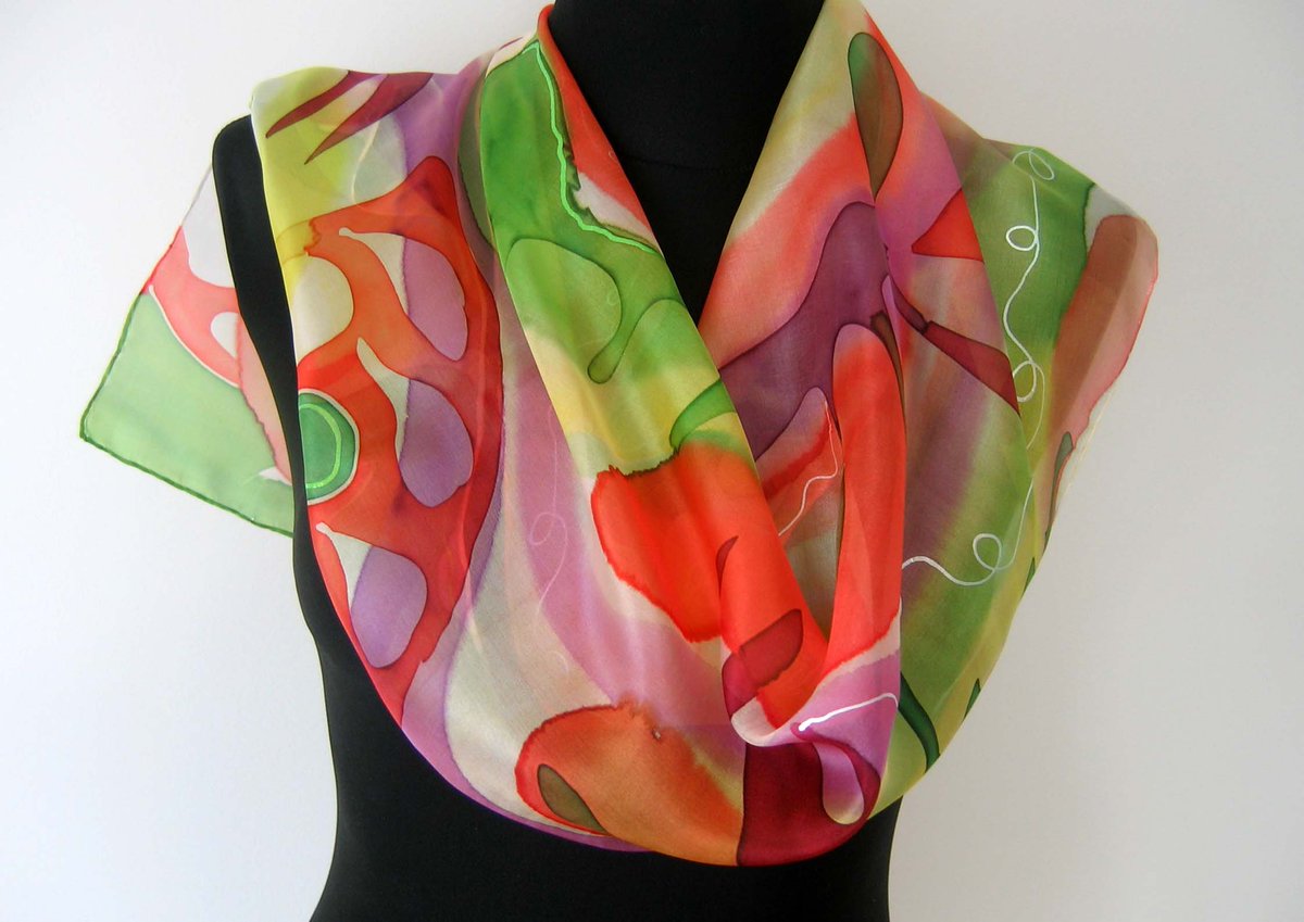 TiiuHandCraft's tweet photo. #Abstract #hand #painted #silk #scarf. #Multicolored scarf. https://t.co/X7nDLGse89 https://t.co/jWgF1zUPhk