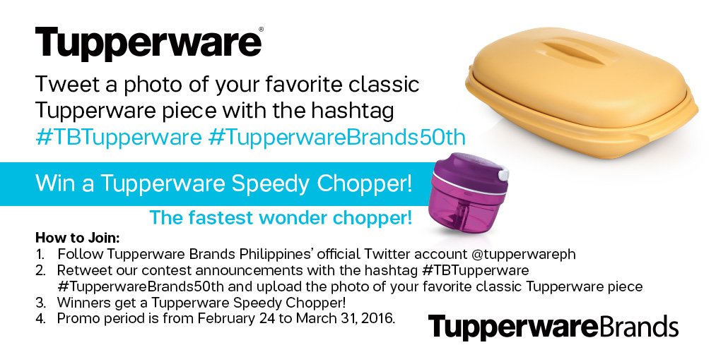 TupperBrandsph's tweet photo. Share your classic #TBTupperware and win a Tupperware Speedy Chopper! #TupperwareBrands50th https://t.co/GC0qvzMqed