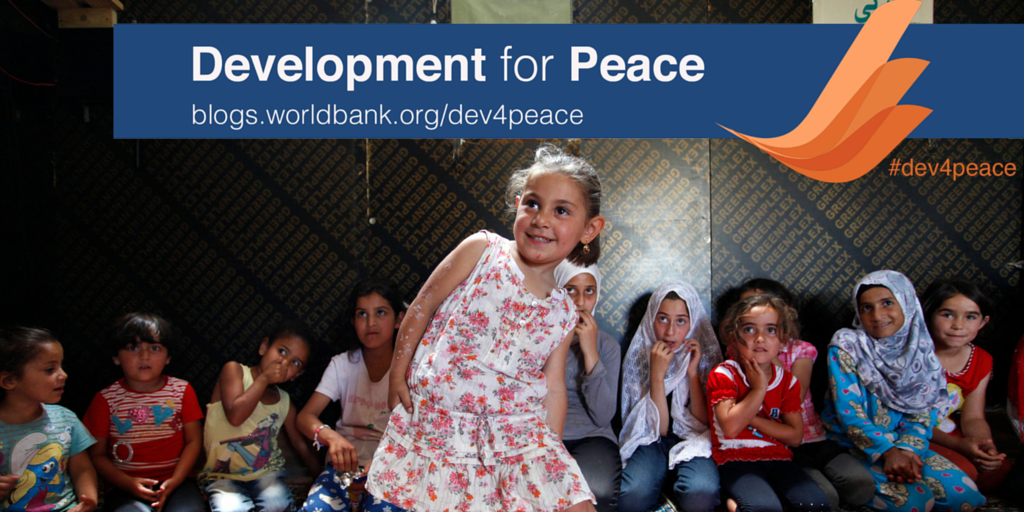 WorldBankGroup's tweet photo. Our newly launched #Dev4Peace blog focuses on #dev work for #peace. RT to share https://t.co/cKThPYpyKf https://t.co/Bk12nTLOWv