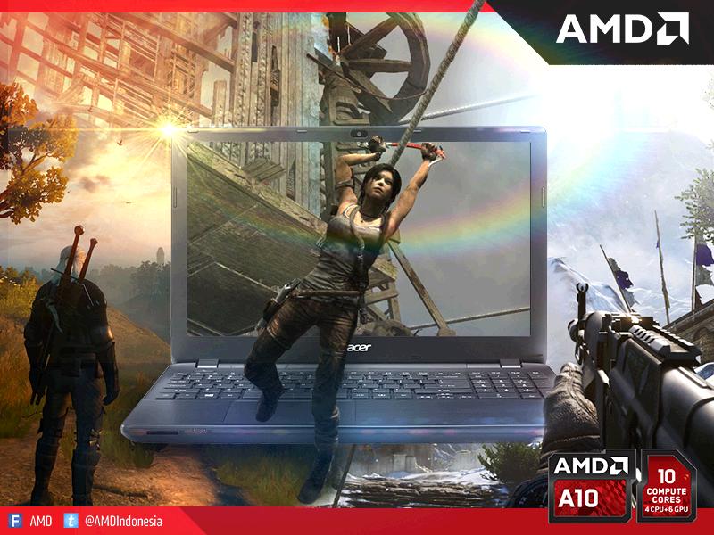 AMDIndonesia's tweet photo. #RT Main game berat sprt The Witcher 3 dll bukan masalah kalau pakai Acer E5-551 APU A10! https://t.co/Ootcwu4Pvi https://t.co/5QXjvcY5rx
