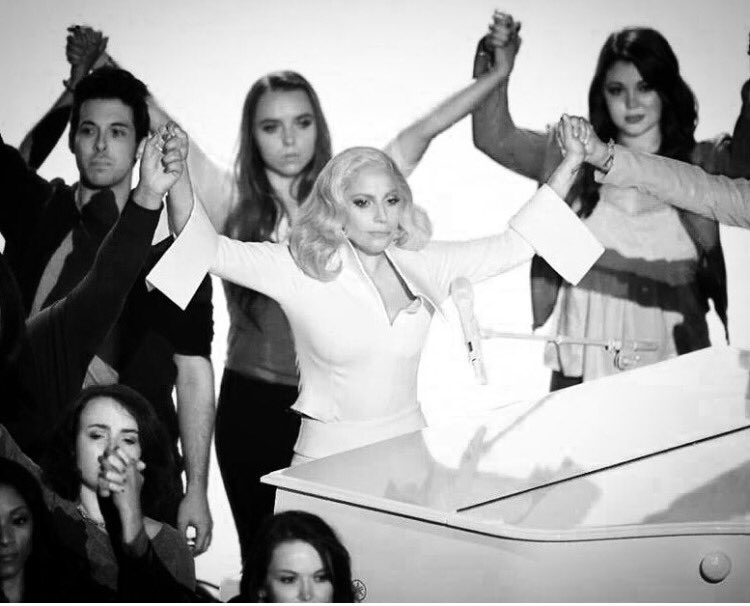 bodyjoyproject's tweet photo. Our girl Chloe Allred up on stage with @ladygaga What a performance! #TIHTY #ItsOnUs @thehuntinground https://t.co/opdBSuOUro
