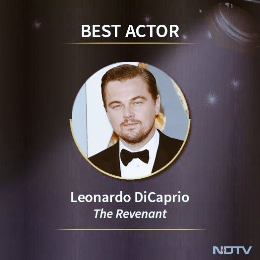 #Oscars Leonardo DiCaprio Wins Best Actor For The Revenant 😍😍