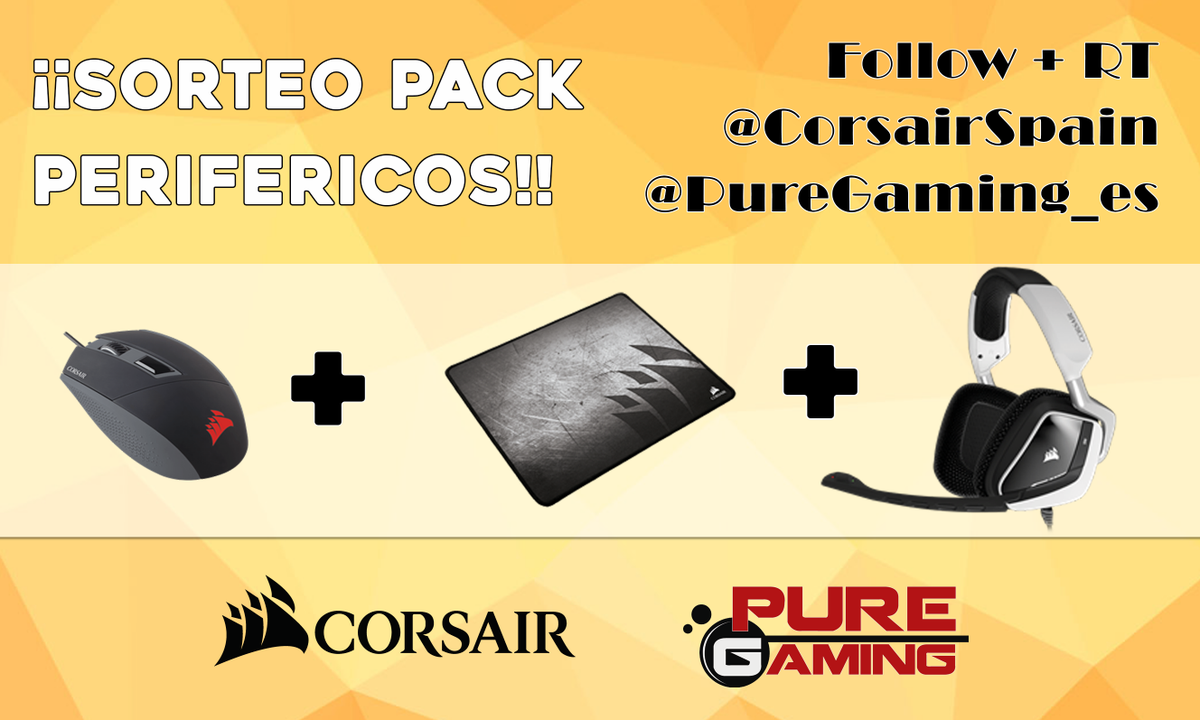 PureGaming_ES's tweet photo. ¡Nuevo sorteo! Pack de periféricos de @CorsairSpain. Follow + RT para participar. Hasta el 11 de Marzo. ¡Suerte! 😊 👍 https://t.co/u2e7ZhZOPc