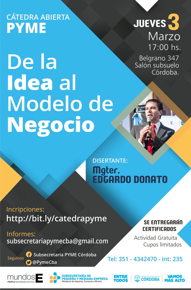 Mundos_E's tweet photo. #CátedraAbiertaPyme el 3 de marzo! @edonato de @mundos_e. Sumate acá https://t.co/oYjFRKhcIK - Gratuita con cupo. https://t.co/xiGlcrL0Ks