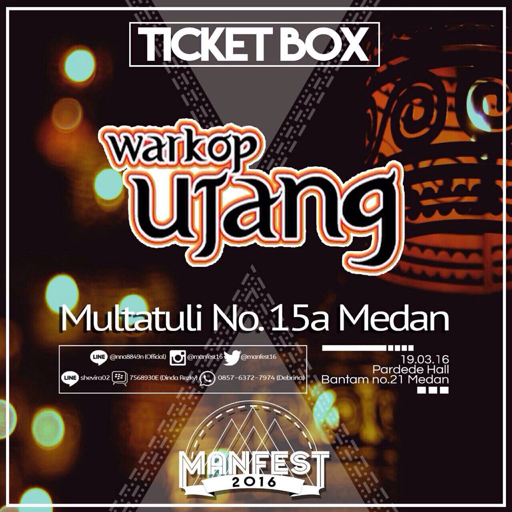 manfest16's tweet photo. Official TicketBox 2 

WARKOP UJANG
Jl Multatuli No 15a Medan

#manfest #musicfestival #ticketbox #pensi #pensimedan https://t.co/zWqcmSlUrK