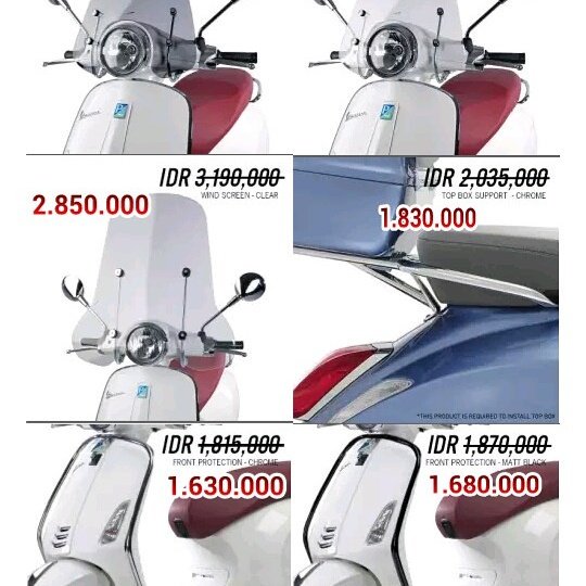 Acc asli vespa
Harga -10% dari harga resmi
Primavera, Sprint, GTS
Gede, 081916657547
Dps, Bali
Ketemuan-Cek brg-Deal