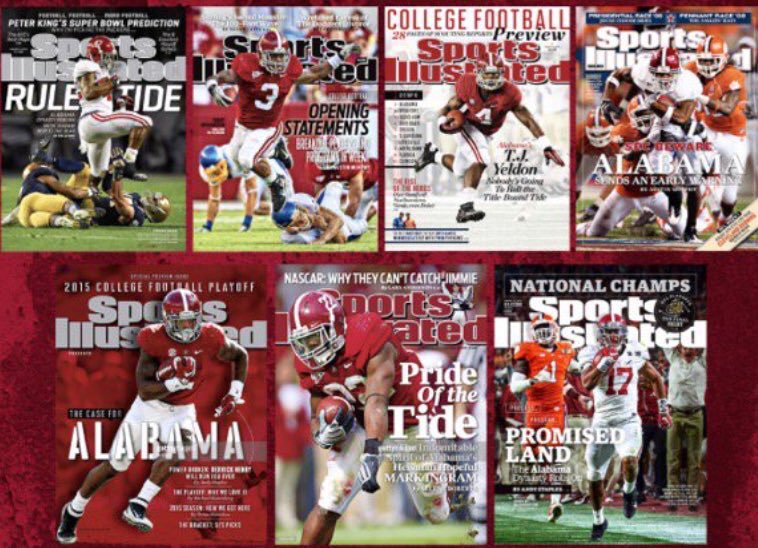 BamaPride4Ever's tweet photo. Since 2008 Seventh #Alabama RB's have made the Cover of SI #RBsU #WeLiveIt #RollTide https://t.co/crXlRQKLqY