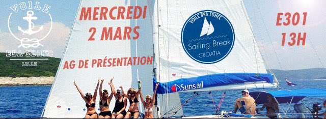 VoileBBAEDHEC's tweet photo. Voile BBA EDHEC t'organise le Sailing Break. Une semaine de Croisière sur Voiliers en Croatie
Stay connected⚓️⚓️ https://t.co/DbDZfbggGO