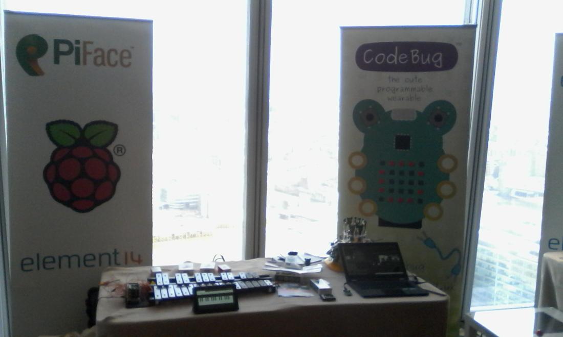 T_Mac_P's tweet image. #piface and #codebug at #RaspberryPi3 launch on 34th floor of the Shard London