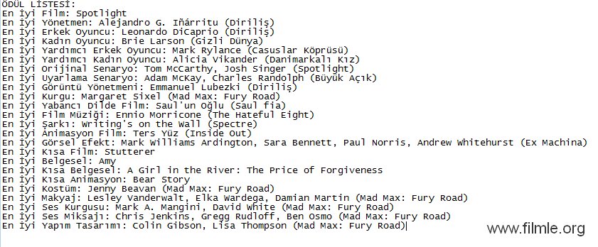 88.Oscar ödüllerini kazananlar listesi #Oscars
