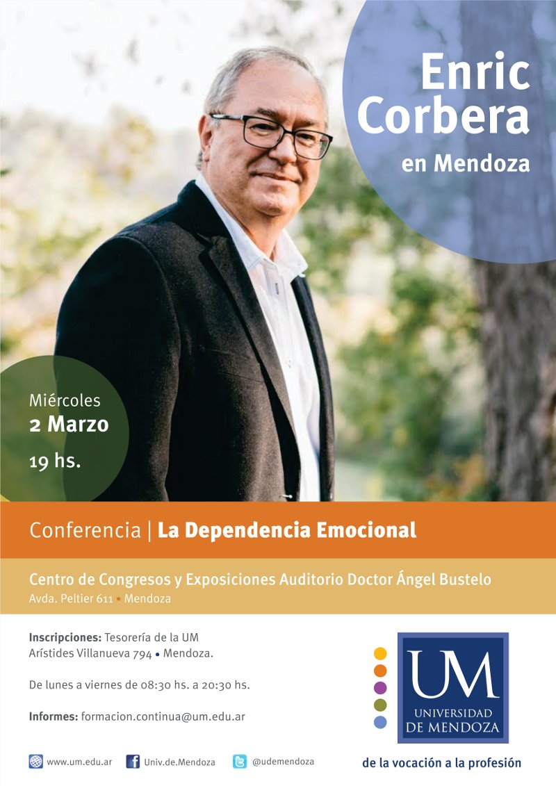 ECIinstitute's tweet photo. Enric Corbera estará en la Universidad de Mendoza realizando la conferencia "La Dependencia Emocional" el 2 de marzo https://t.co/6bI39mVPEy
