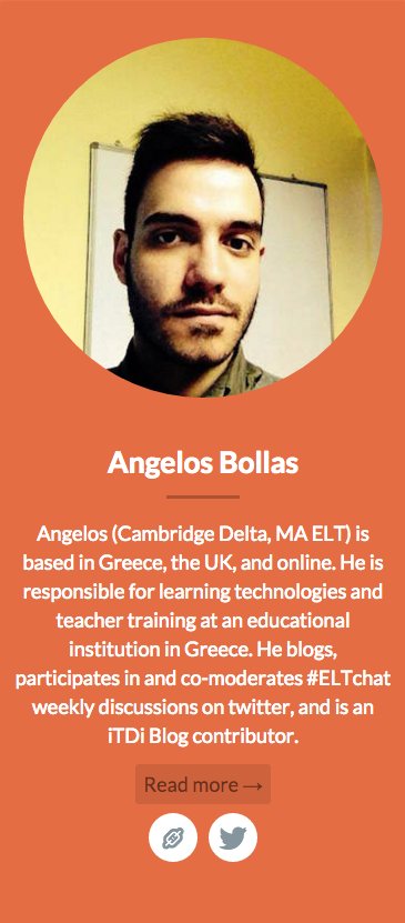 Confirmed new speakers of the week: @angelos_bollas! Find out more about him  ow.ly/YShQp #ELT #teaching