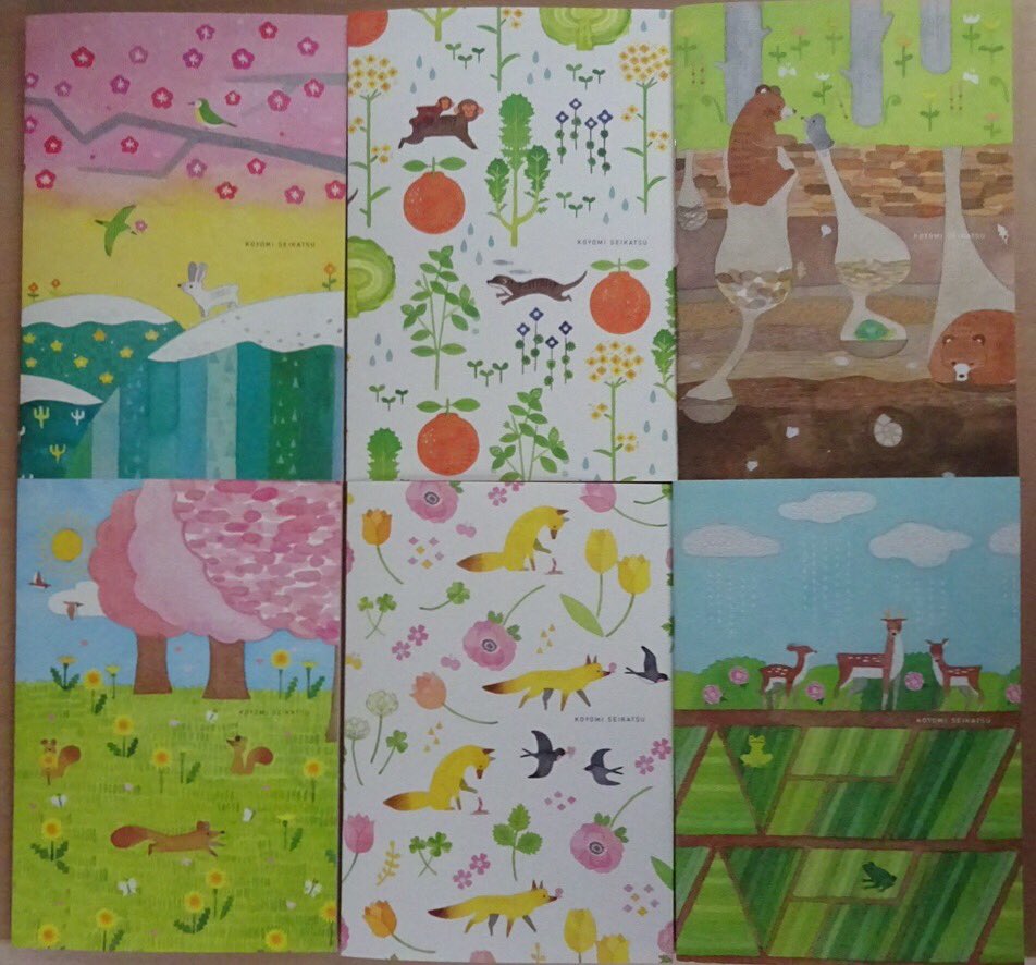 文具の富士商会 A Twitter 季節を感じる暮らし 暦生活 初めませんか 二十四節気の中の春の立春 雨水 啓蟄 春分 清明 穀雨の六つの季節の かわいいイラストです A5ノートにハンカチーフ ブックカバー ポストカード ふせん コースターカード モビールが