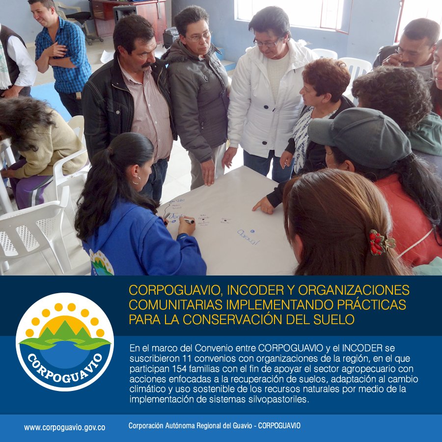 CORPOGUAVIO's tweet image. @CORPOGUAVIO, #INCODER y organizaciones comunitarias implementando prácticas para la conservación del suelo.