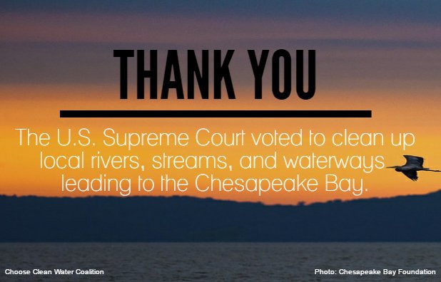 #SCOTUS backs decision to clean up rivers, streams, waterways leading to #ChesapeakeBay!! findyourchesapeake.com
