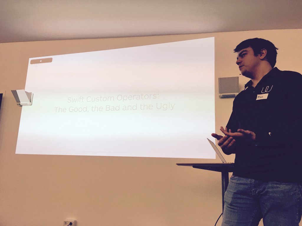 ckroter's tweet photo. Swift custom operators by @wire’s Mike #swiftberlin @swiftberlin https://t.co/1ciiMfs9d9