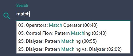You can now search for topics and jump into an episode at that point!

learnelixir.tv/episodes