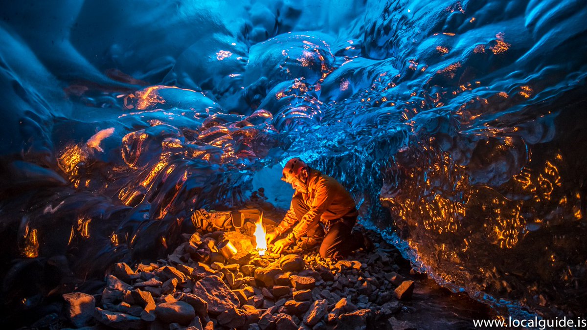 LocalGuideEinar's tweet photo. Einar was making tea in the Amazing Blue Cave ice cave today, on his Ice Cave Day Tour. https://t.co/lUGTvrCLbn