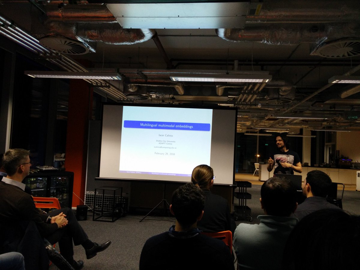 seb_ruder's tweet photo. Talk about multilingual multimodal embeddings by Iacer Calixto at #MLDublin hosted by @nitrohq #machinelearning https://t.co/dZxOC5GvNt