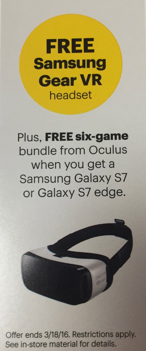 JetmobileMaple's tweet photo. Free Oculus Virtual Reality Goggles w/6 game bundle when you buy the 
New Samsung Galaxy S7.  3525 N. 147th Omaha. https://t.co/GGV95E5VF3