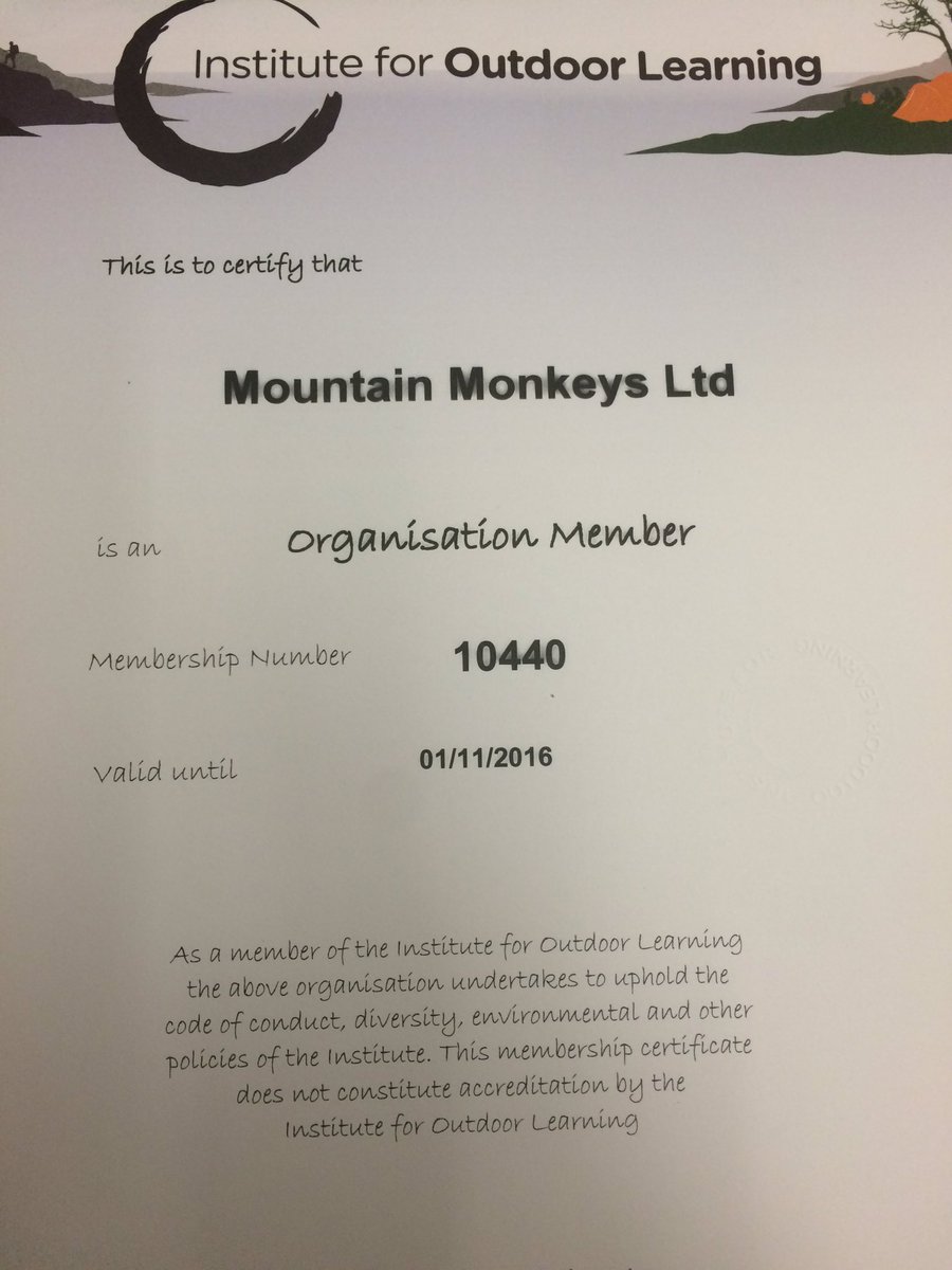 We are constantly looking to improve develop and learn.hence members of  Institute of Outdoor Learning.