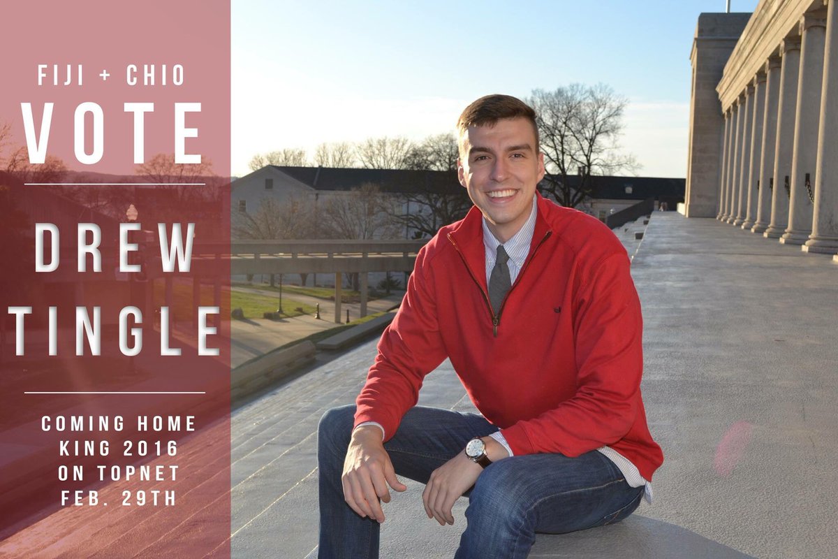 ChiOmega_WKU's tweet photo. Who wouldn't want Drew Tingle as WKU's Coming Home King?! Look at that smile! 😄🎉 VOTE on TopNet today!! #FIJIChiO https://t.co/h5JjAjoGD2
