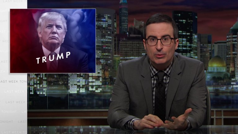 THR's tweet photo. .@IAmJohnOliver unleashes on Trump, claims real name is "Drumpf" https://t.co/phdUjquCss #MakeDonaldDrumpfAgain https://t.co/6ipx3UXoj6