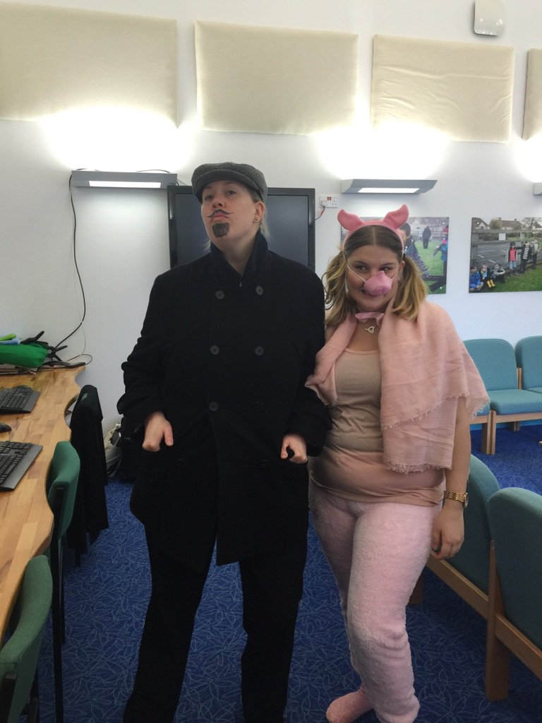 Staff entering into the spirit of storytelling 🐷🐷🐷