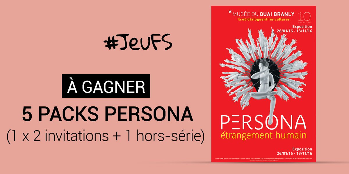 fnacspectacles's tweet photo. #JeuFS : RT + Follow pour gagner 5 packs « Persona »
pour l’expo musée du @quaibranly!
👉 https://t.co/7ldivwiVvO https://t.co/UCL5Lfmuhv