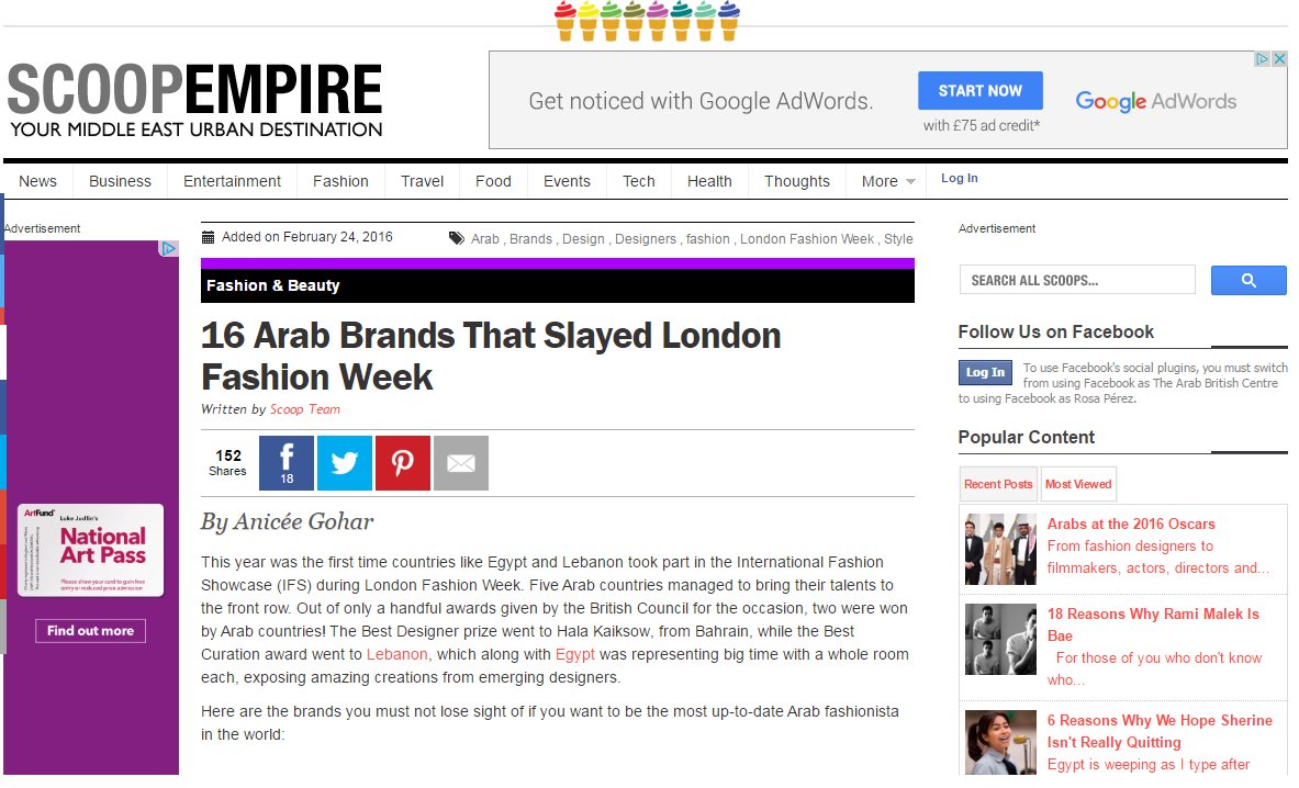 ArabBritishCent's tweet photo. #BlueprintBeirut @starchdesigners featured in @ScoopEmpire among the 16 Arab Brands That Slayed @LondonFashionWk https://t.co/4eQ2pKzuiT