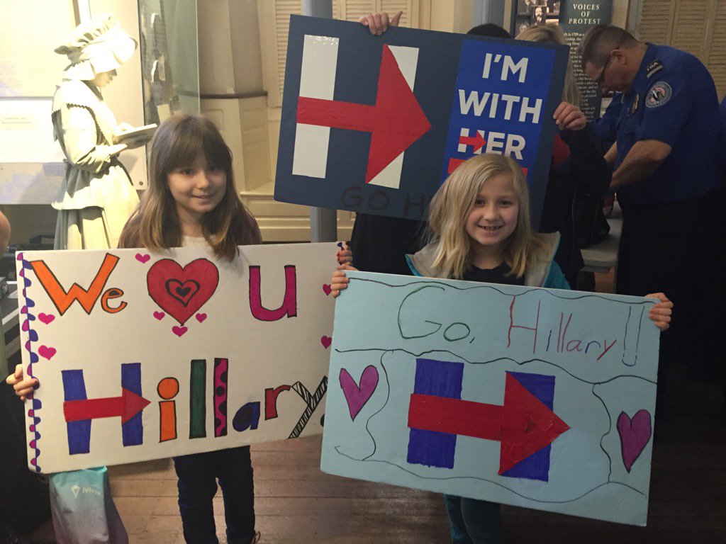 MassforHillary's tweet photo. These kiddos are ready! #mapoli #Mass4Hillary https://t.co/tV9AsXplff