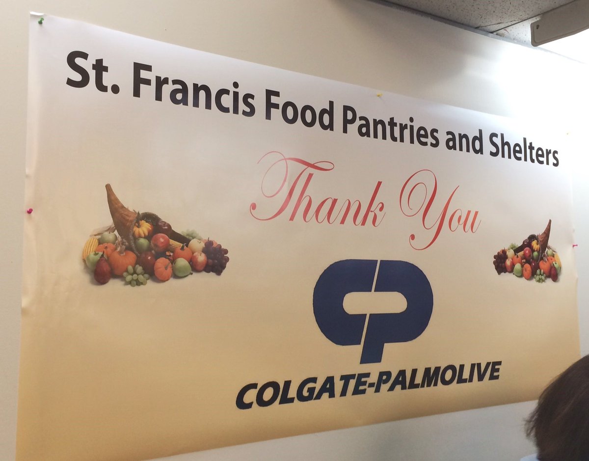 StFFP's tweet photo. On Sat. we distributed 300 "personal hygiene kits" to #FoodPantry guests at #ThxInFeb. Thank you, #ColgatePalmolive! https://t.co/w503yQQRCF