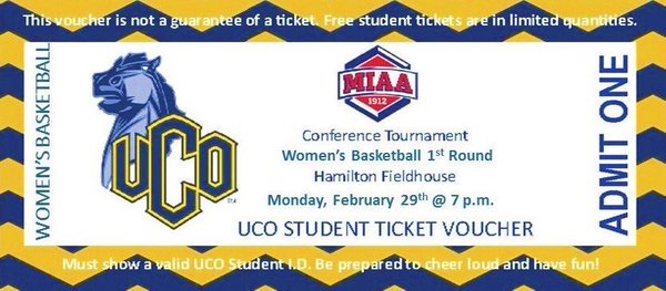 ucoathletics's tweet photo. Getting closer to tip-off for @UCOWBB! Bronchos host MIAA playoff game at 7 pm. UCO students FREE w/voucher. https://t.co/psMgeHOI4L