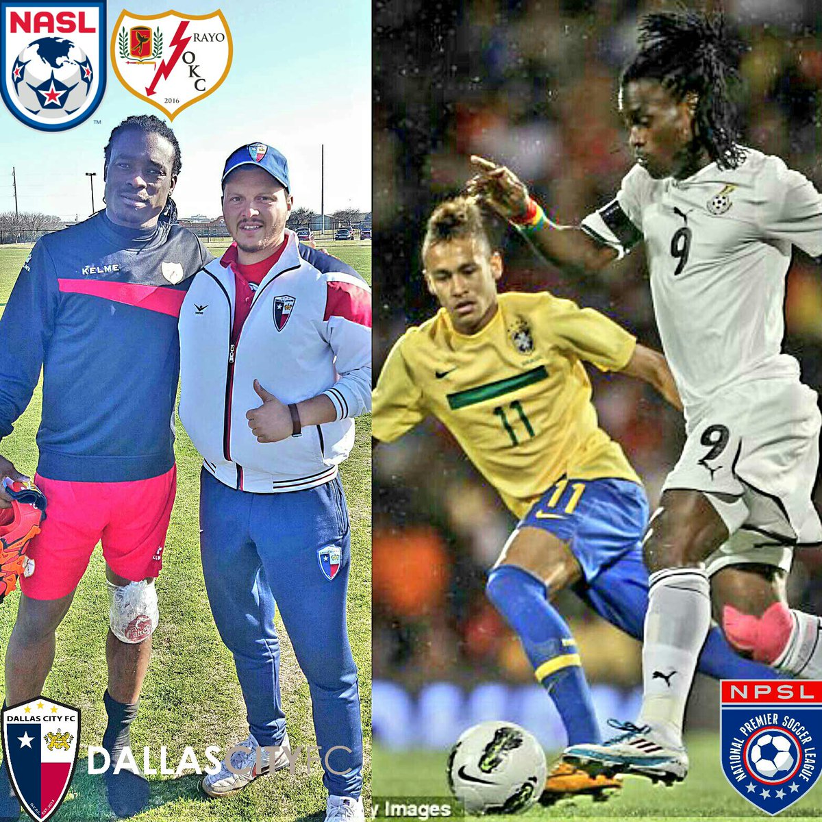 MediaDCFC's tweet photo. It was a great matchup going up against legend @BoatengDerek @RayoOKC  @dallascityfc #Dallas #soccer #sports https://t.co/ENjtWmMEBY
