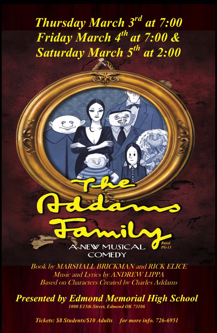eastqe's tweet photo. we open on Thursday!! come see Addams Family at EMHS! https://t.co/3C46AXsywx