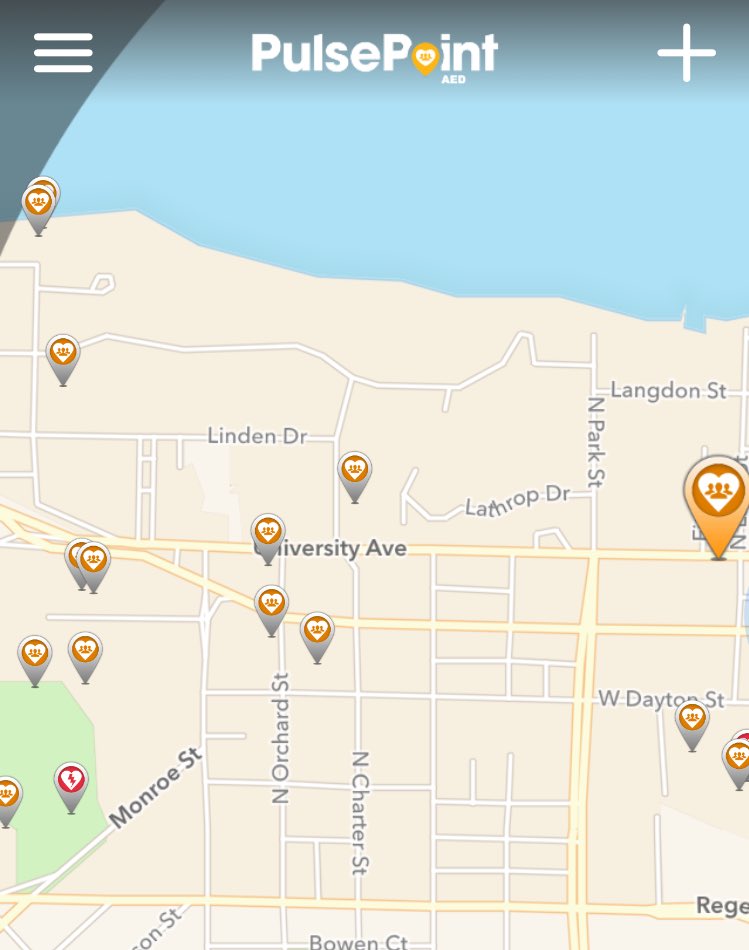 UW_Cardiacs's tweet photo. Check out the new PulsePoint App! It allows you to see all AED's in Madison. @pulsepoint #CardiacOnCampus https://t.co/9n3RoKNUqf
