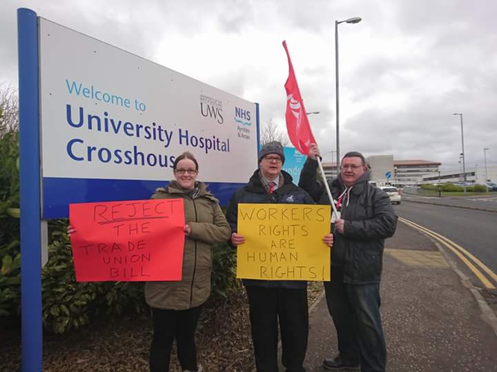 UniteNHSAyrArr's tweet photo. Branch members campaigning today against the anti Trade Union Bill @ScottishTUC @UniteScotland https://t.co/iwC2NYA15A