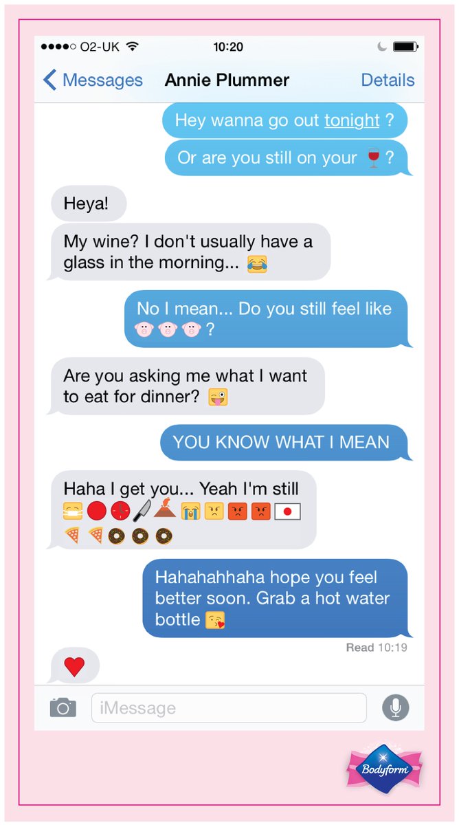 bodyform's tweet photo. Wouldn't #PeriodEmojis be so much easier? https://t.co/mfxaMNh5VD