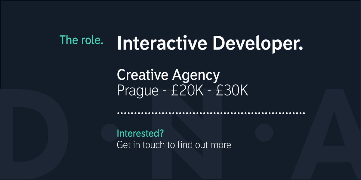 dnajobs's tweet photo. #InteractiveDeveloper // https://t.co/Qmals3NuZe #Creative #Agency #Prague #FrontendDev #Techjobs Talk to @TPlay999 https://t.co/R9i17N7flN