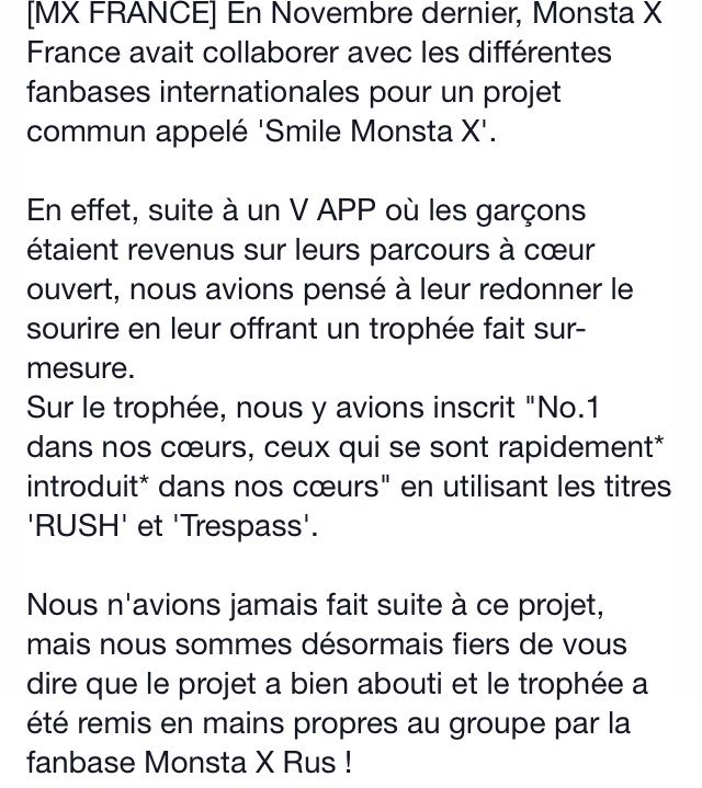 monstaxfrance's tweet photo. [PROJET #smileMonstaX] Après quelques mois, nous vous donnons un feed-back concernant le projet #smileMonstaX https://t.co/VuFPrbgydz