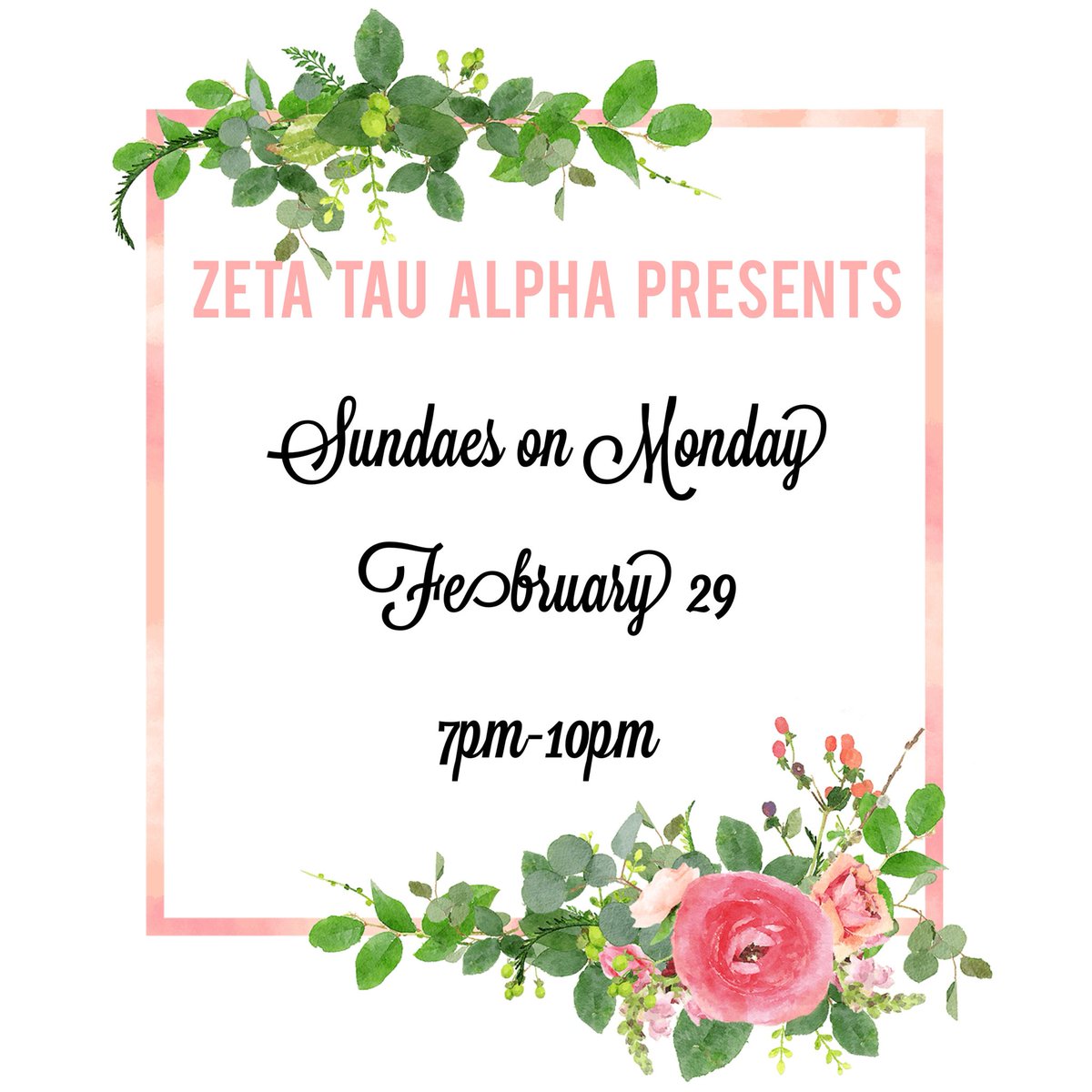 Please support <a href="/ZTA_AlphaMu/">Zeta Tau Alpha 👑</a> during their Think Pink Week! Today is Sundaes on Monday, hope to see everyone there!