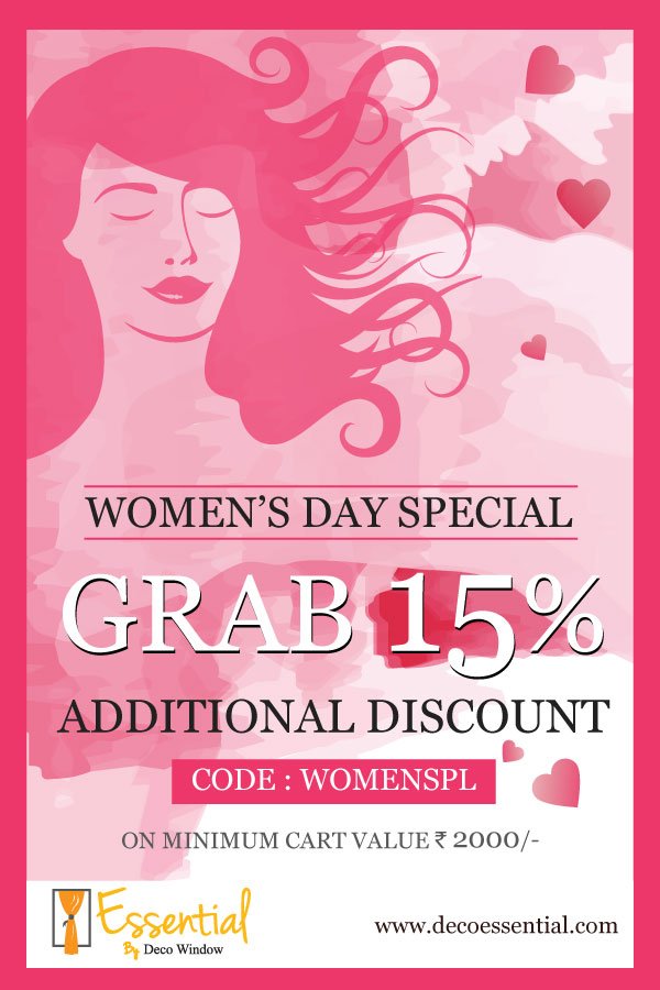 decoessential's tweet image. #WomensDaySpecial #WomensDayOffers
#Additional 15% #discount on Cart Value from #DecoEssential
#Cupon_Code: WOMENSPL