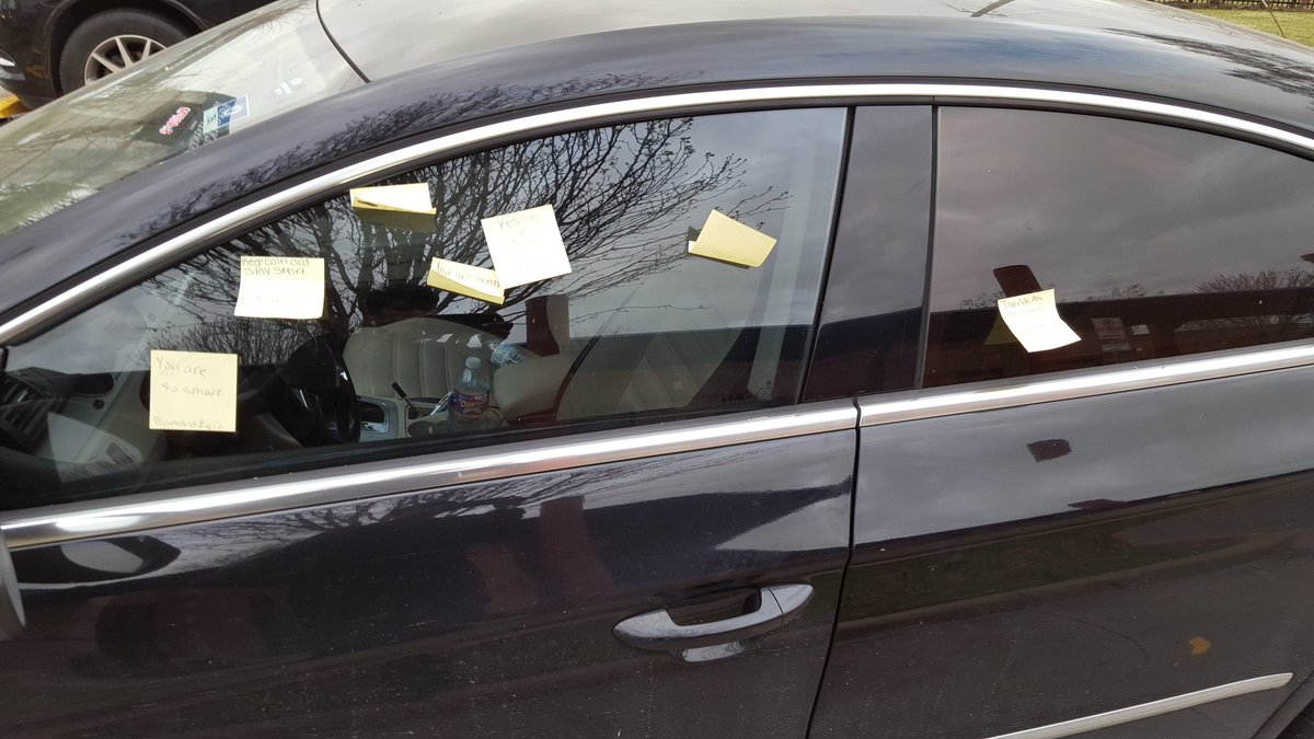 rhonore36's tweet photo. Students left positive and encouraging notes on my car to deposit into my emotional bank account! @TheLeaderinMe https://t.co/9hjuzbimm3
