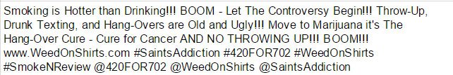 420for702's tweet photo. BOOM!! #SaintsAddiction #420FOR702 #WeedOnShirts #SmokeNReview @420FOR702 @WeedOnShirts @SaintsAddiction https://t.co/ebb6Dfg9px